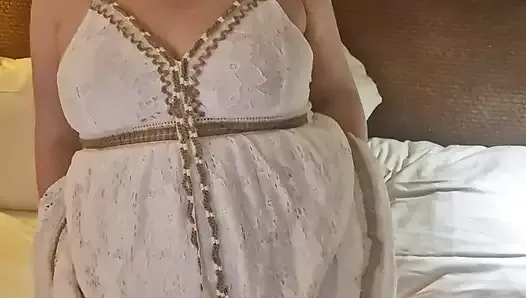 Pregnant milf 27 week does it herself in the hotel room.