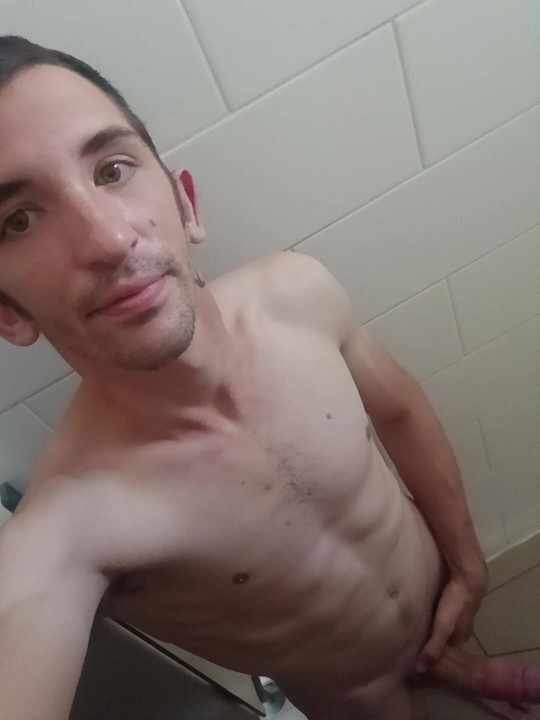My big cock in a public shower