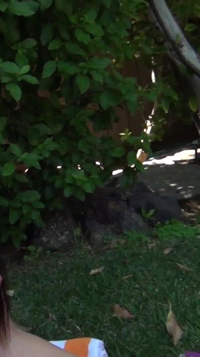 Thrilling moment from "Horny sluts have lick session naked on the lawn outdoors"