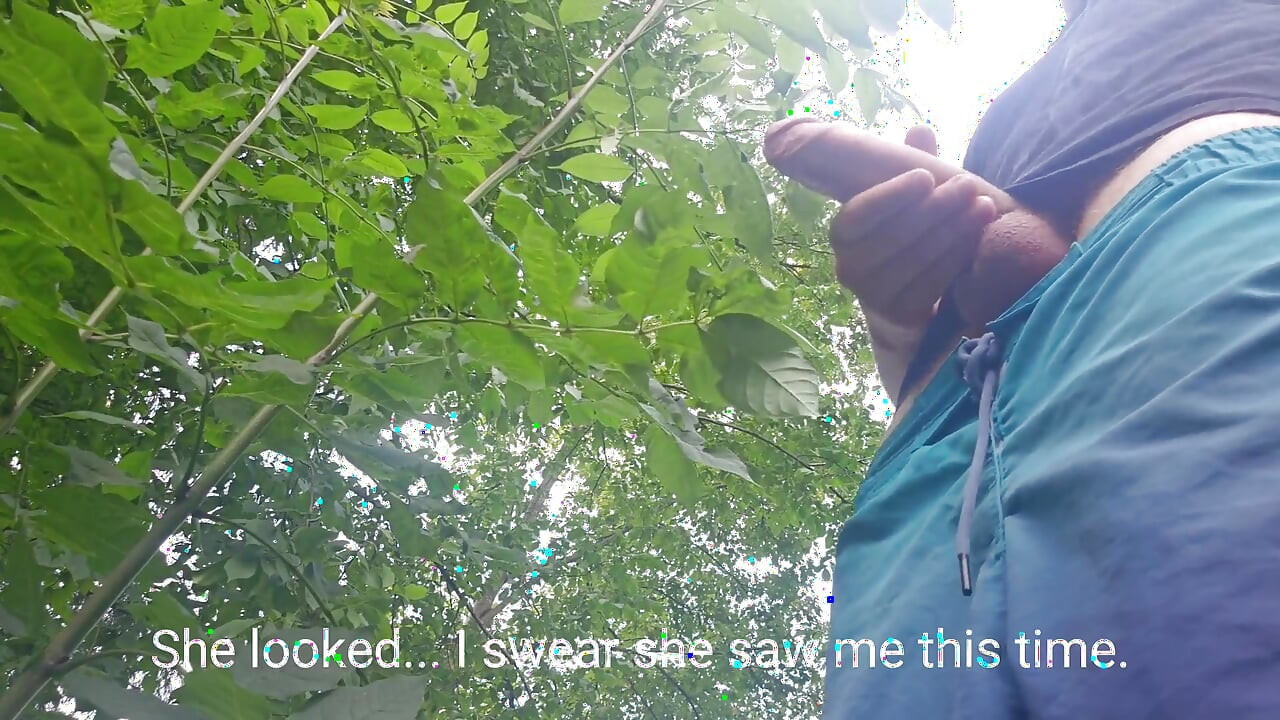 Risky Outdoor Jerk off - Almost Caught & Huge Cumshot in the Woods