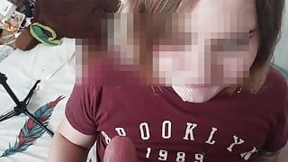 A YOUNG RUSSIAN SLUT WITH BIG TITS SUCKED COCK ON THE FIRST DATE AND GOT A LOT OF CUM ON HER FACE. HOMEMADE AMATEUR