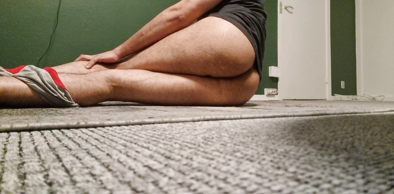 Horny big ass boy showing his totally big smooth asshole on sofa alone
