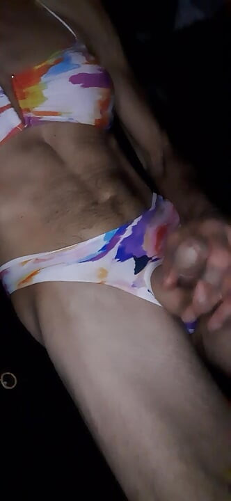 Cdmichelle Wearing Colorfully Spotted Swimsuits