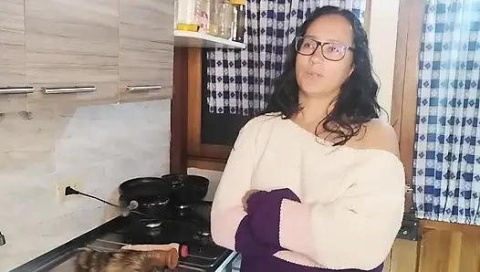 Stepmom Gets Fucked in the Kitchen by Stepdaughter's Boyfriend