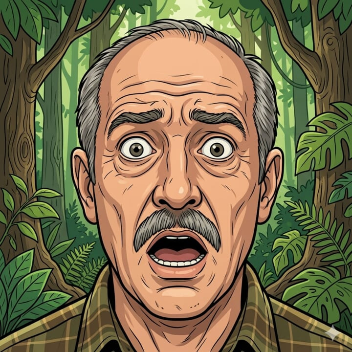 Velho homem jovem com fantasia de floresta