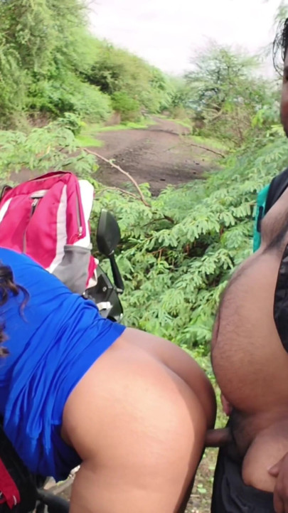 Desi Indian Marathi Kavita bhabhi ( Vahini ) fuck outdoor in jungle in doggy style with blue sexy dress and dirty blowjob | Clip 1