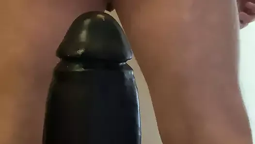 Riding all my huge giant dildos 7cm to 12cm thick