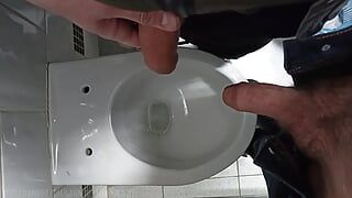 Extreme , public toilet , pissed on a femboy dick!