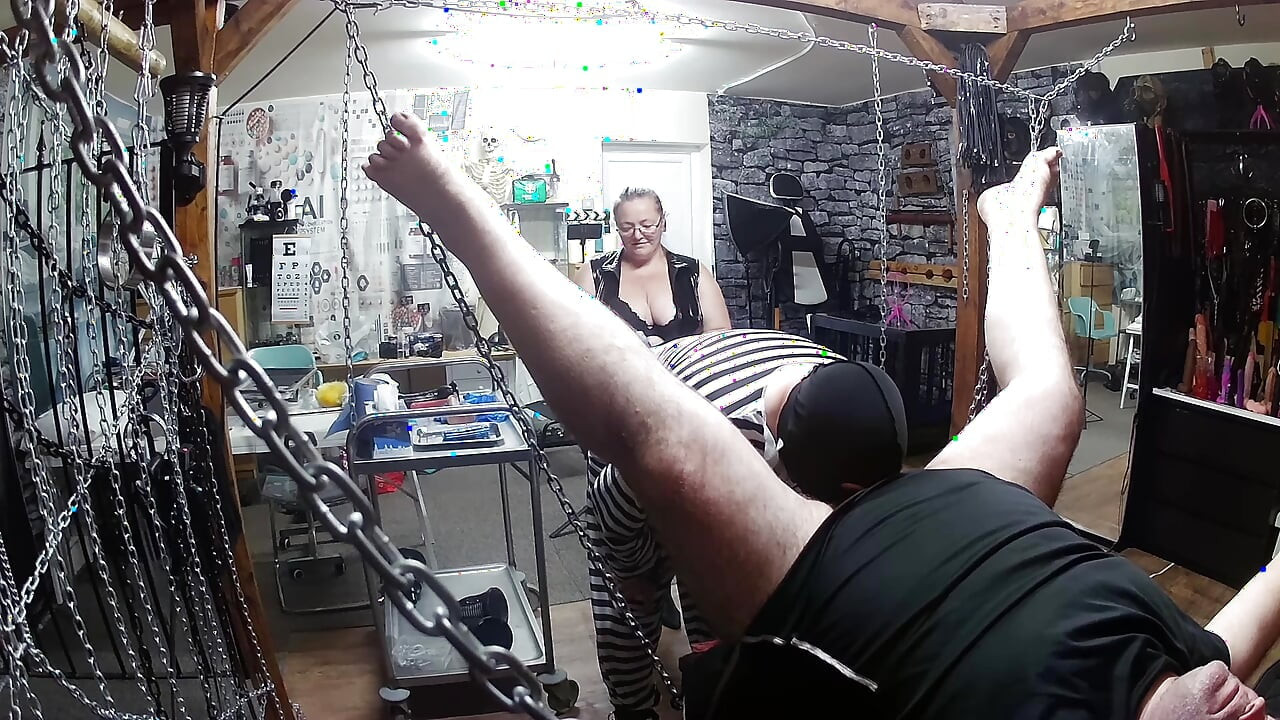 Part 2:- Lanista Bear & Domina Satana takes Well-Hung in the dungeon for the first time.