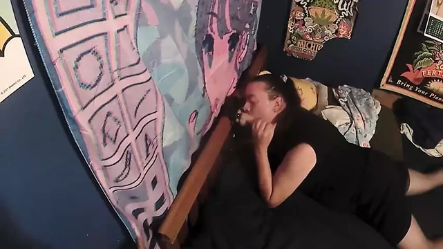 Sucking Off A Dildo.