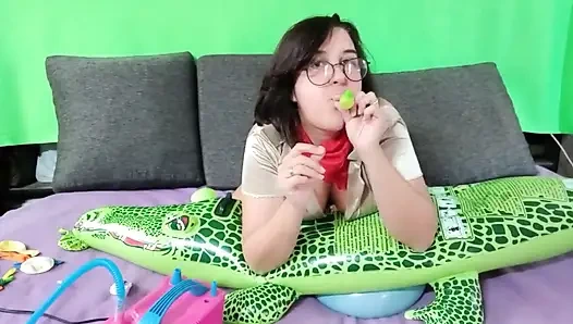 Popping Balloons on Inflatable Crocodile - Bunny Looner [lowres]