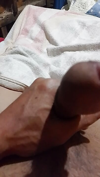 Massages my hard cock and cum