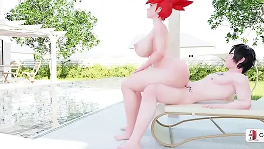 Siera let's Eden fuck her big ass at the pool