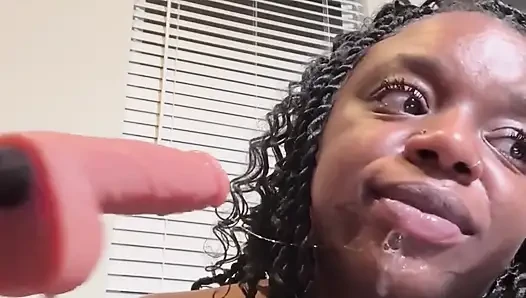 Ebony Fucks Throat and Squirt Uncontrollably