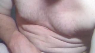 Stroking heavily lubed cock with massive, moaning cumshot