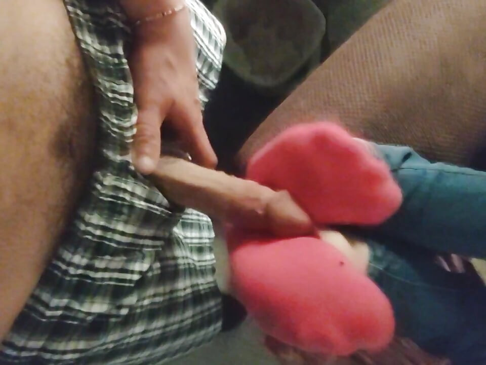 Rose sexy, chaussettes Nike, footjob, footjob - branlette de chaussette, chaussettes bleues, éjaculation
