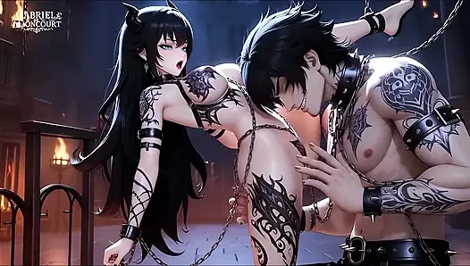 Goth Girl Bound by Vampire Lord - BDSM Monster Hentai