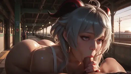 Devil Girl with Red Horns Waits at Train Station And She’s SO Wet! - ATKINS HEAVEN