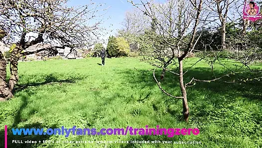 Training Zero Anal Public Pegging in my Garden Outdoors with my Huge Strapon