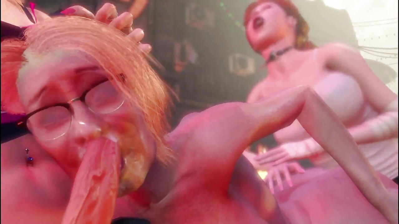 Cyberpunk Shemale and Old 80 Yo Old Woman with Big Boobs