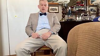 Mature Masturbator in bow tie