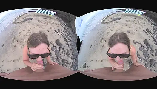 VR pOV-blowjob im freien am öffentlichen strand