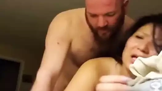 Japanese wife fucked hard by white husband