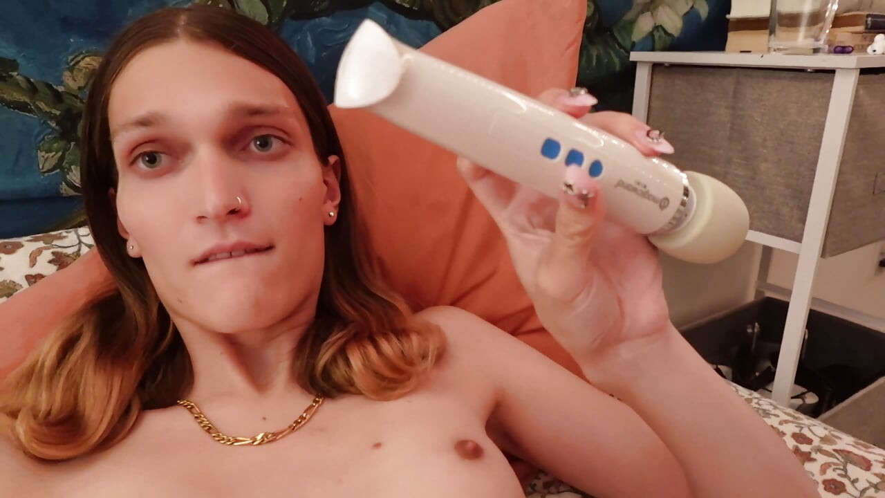 Trans Goddess Akira Rabbit Fucks Herself With Her Biggest Dildo and Cums