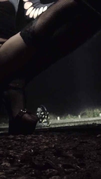 Waiting for Beautiful Cocks, Ass in the Air in a Parking Lot at Night