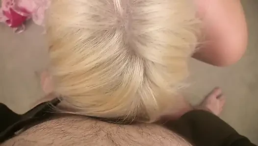 Beautiful blonde honey sucking cock
