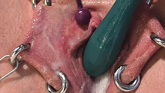 Dripping creampie orgasm of my pierced pussy