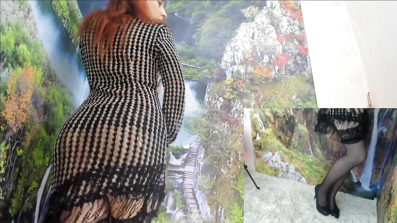 In a Silver Dress with a Perfect Ass, She Fucked Herself with a Dildo on Camera