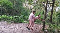 casual quick sex of husband and wife in the forest!