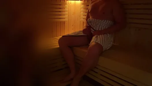 Caught masturbating in public sauna, strangers panties