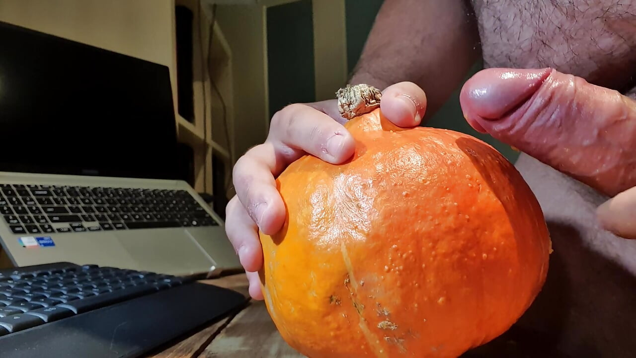Fucking a pumpkin with my dick for dinner