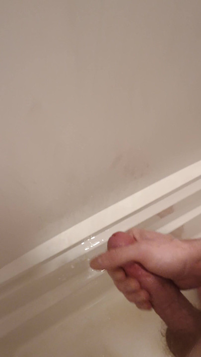Stroking my dick in the shower and cumming after previously ruining