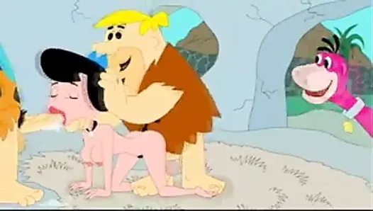 Fred et Barney baisent Betty Flintstones dans un film porno de dessin animé