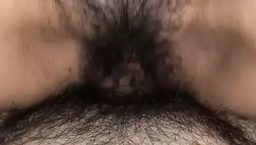 Very hairy step mom rides my cock