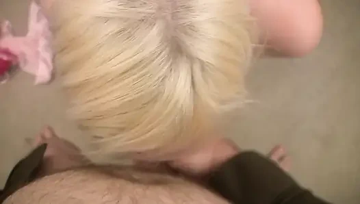 Beautiful blonde honey sucking cock