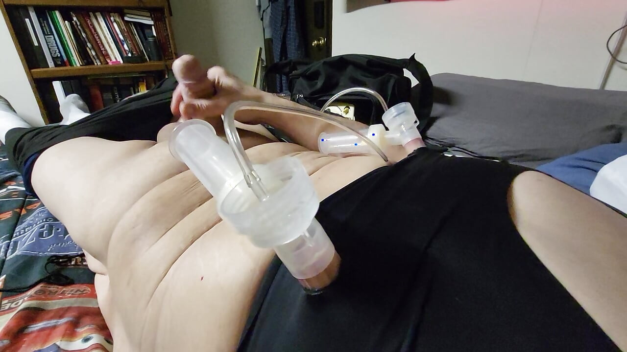 Feminized sissy cuck pumps her saggy tits