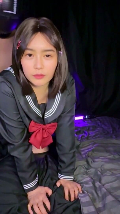 Creampie massive overflow with cute student girl in uniform. | Clip 1