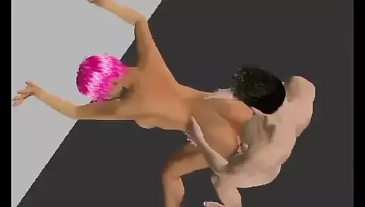 Stripper virtual 3d se desnuda y baila en el escenario