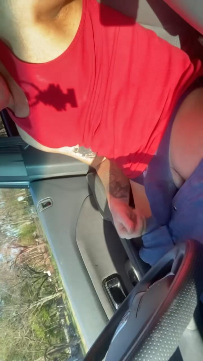 Playing with my cock in my car
