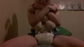 Loser humping and masturbating in wet diaper