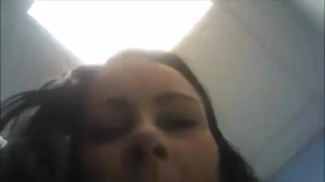 Brunette milf almost caught toying in supermarket