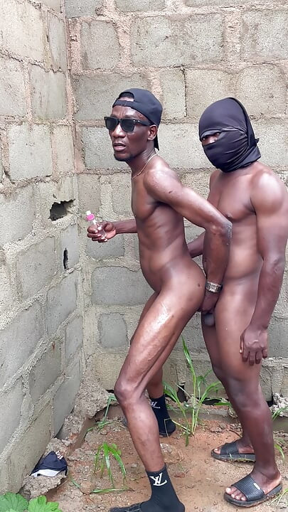 Fuck by two guys inside an uncompleted house