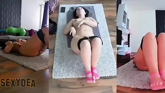 Kenikmatan tiga kali lipat: lihat aku berkeringat di balik kamera yoga bugil!