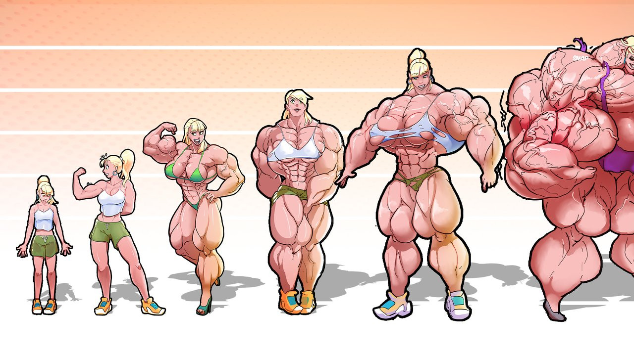 30 Days of Female Muscle Growth Animation – DUBBED – Giantess, Muscles, Massive Boobs, giant bicep flex