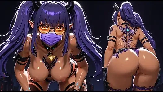 Süper iblis ninja cyberpunk kız dansı (yapay zeka animasyonu)