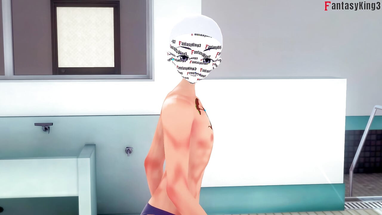 Rias &Akeno Thresome enquanto telefonema e Akeno fodidos em público Pool - DXD NTR Madness Series